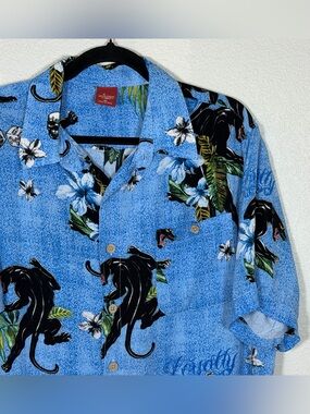 Junction West Men’s XL 100% Rayon Black Panther Hawaiian Shirt Streetwear Tattoo